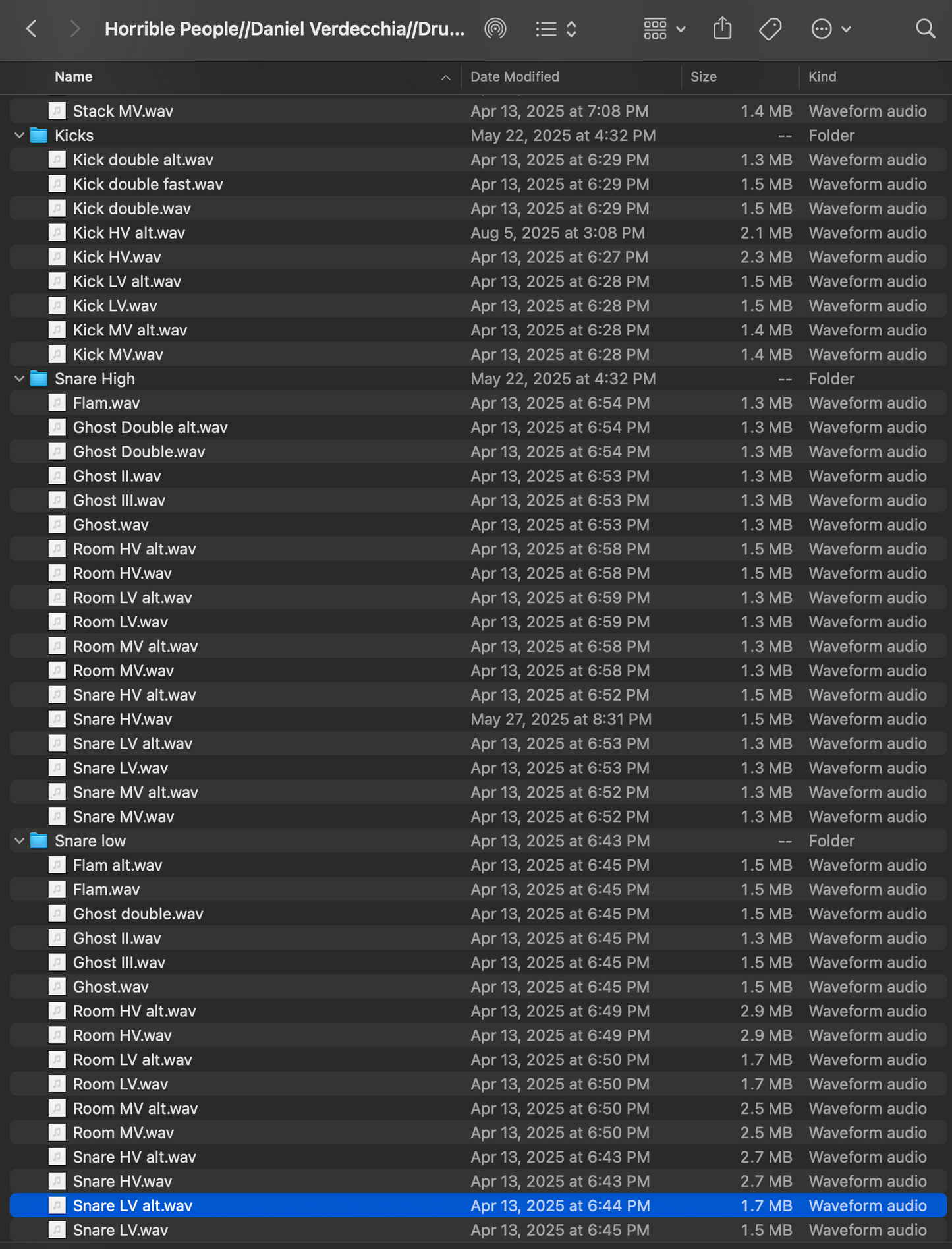 One Shot Drum Samples from the Horrible People Drum Sessions